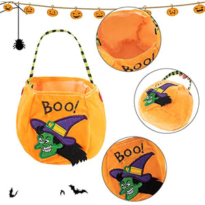 GIGA GUD 4 Pcs Halloween Trick or Treat Basket Halloween Party Goodie Bags Favors Pumpkin,Cat,Witch and Vampire Baskets Reusable Goody Candy Baskets, Halloween Snacks Goodie Bags (Boo)