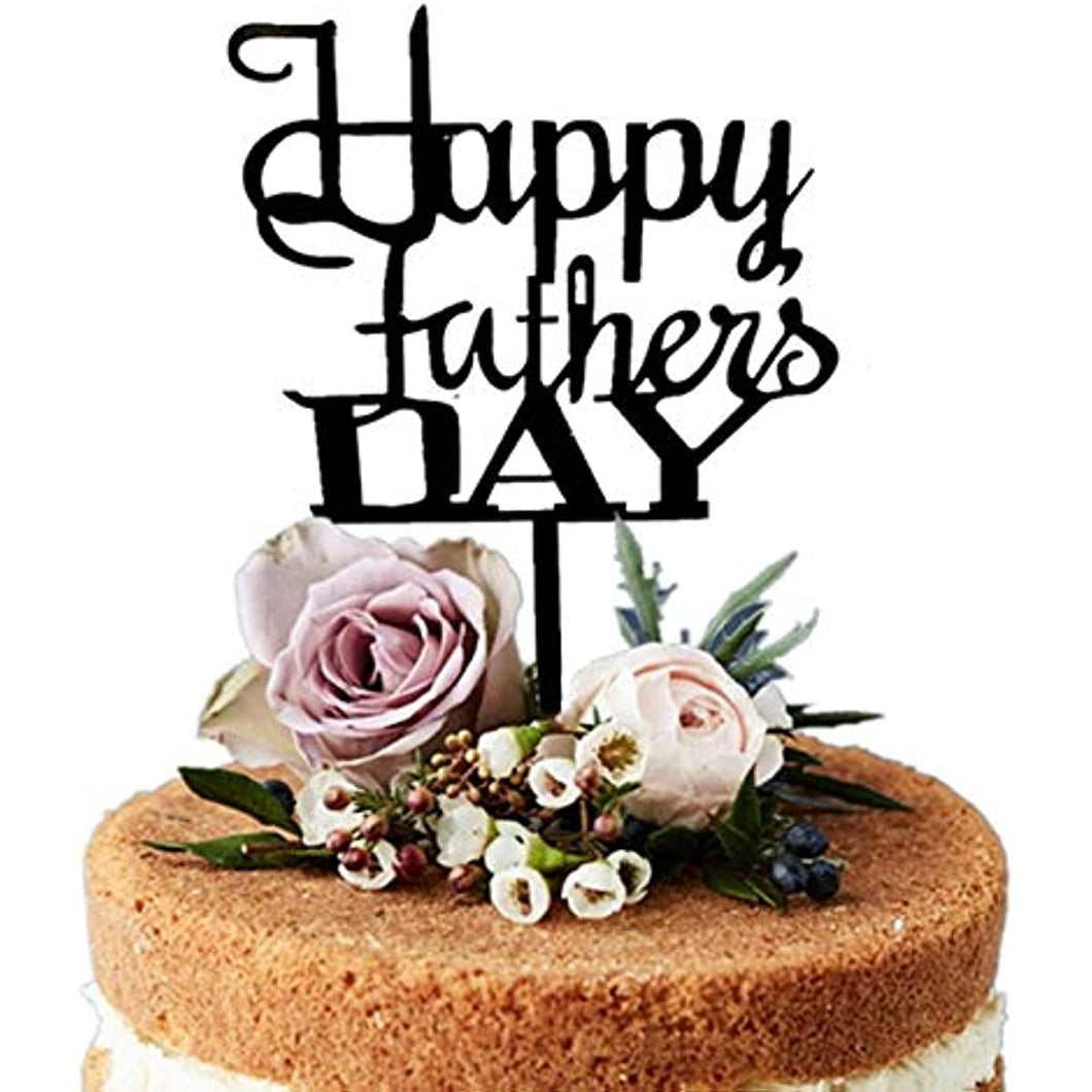 Happy Father's Day Cake Topper Cake topper Acrylic Mirror Cake topper Decorative Party Cake Decoration for Father's Day(Day-Bold-Blk)