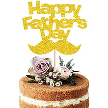 Load image into Gallery viewer, 6 PCS Happy Father&#39;s Day Cake Topper Beard Cake topper Gold Glitter Cake topper Decorative Party Cake Decoration for Father&#39;s Day(beard gold)
