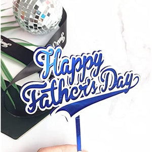 6 Pcs Happy Father's Day Cake Topper Cake topper Acrylic Cake topper Decorative Party Cake Decoration for Father's Day(blue large)