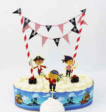 Load image into Gallery viewer, Cool Pirate Cake Bunting Banner Topper Kit for Kids Birthday Party, Baby Shower, Cake Decoration