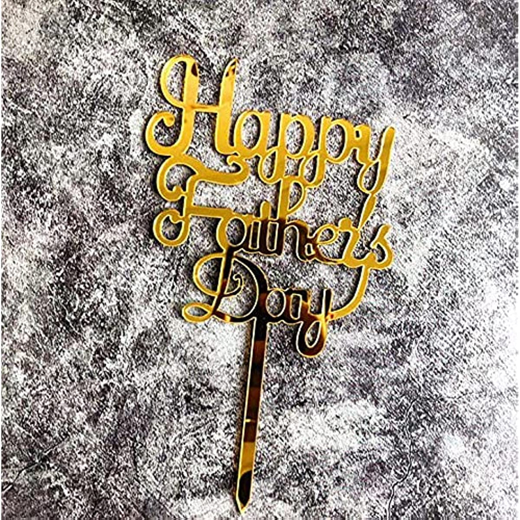 Happy Father's Day Cake Topper Cake topper Acrylic Cake topper Decorative Party Cake Decoration for Father's Day(gold fatherday)