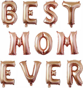 Happy Mother's Day Balloon Banner Aluminum Foil Balloon Set 16 Inches Letter Balloon Decoration for Mother's Day Party (Rose Gold)