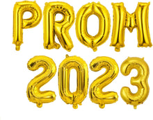 Load image into Gallery viewer, PROM 2023 Balloons Banner 16 inch letter Balloons Foil Mylar Balloons Set for Graduation Party Decorations Supplies,Graduate Balloons,Retirement, Congrats Grad Party Supplies (prom2023 silver