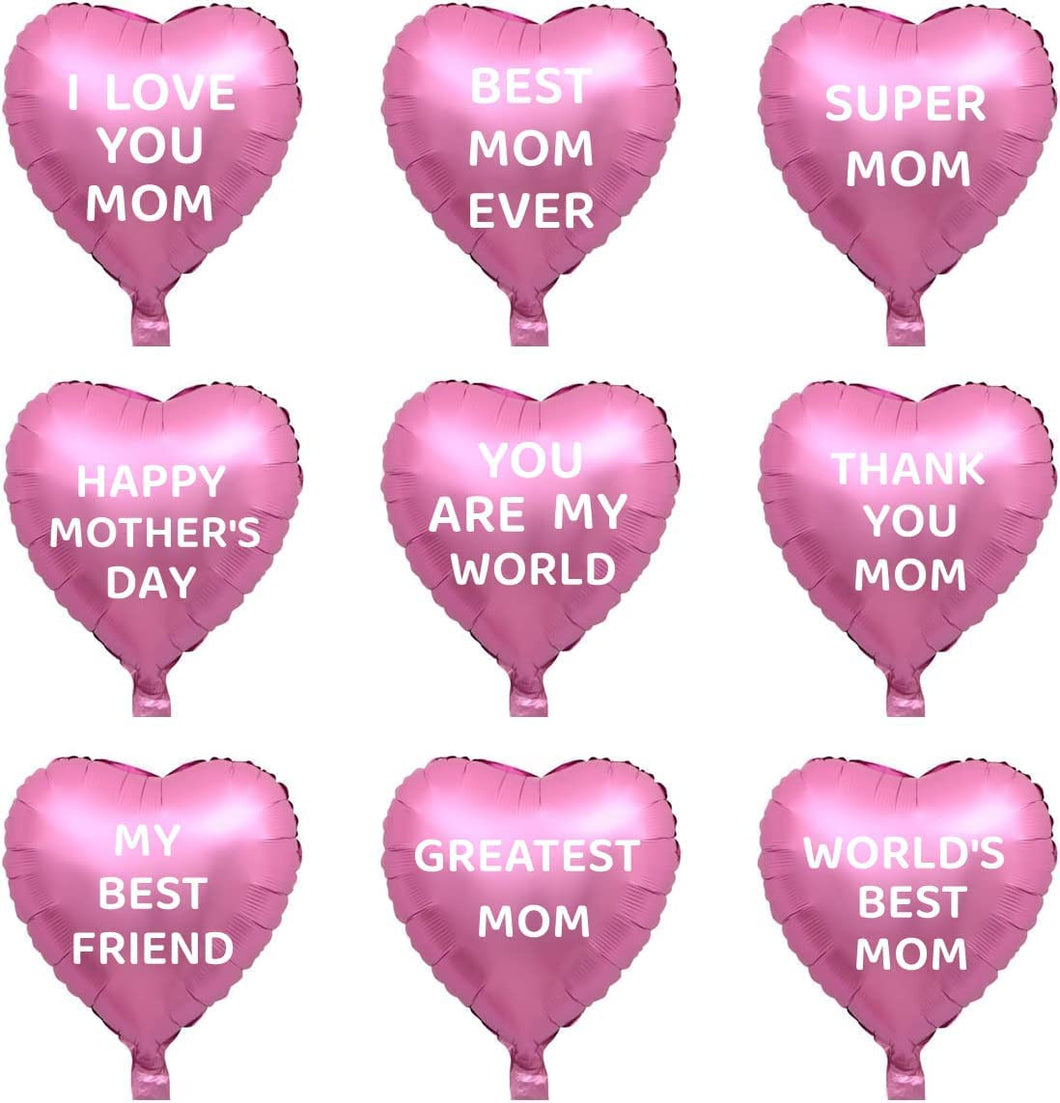 18 Pcs Mother’s Day Party Balloons Kit Decorations 16 inch Foil Balloon Set Happy Mother's Day Best Mom Balloon Set Heart Shape Set Decoration for Mother's Day Decoration (ROSE GOLD PINK)
