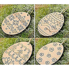 Load image into Gallery viewer, 40 PCS Easter Egg Wood Slice Ornaments DIY Wooden Egg Shape Crafts 4 Styles Hanging Decorations W. Twine for Easter Party Supplies, for Easter Egg Hunts, Easter Deocration