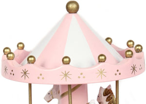 Carousel Happy Birthday Cake Bunting Topper Cake Topper Garland, Birthday Party Cake Decorations Plastic Merry-Go-Round Horse Christmas Birthday Gift Carousel Music Box, (Pink)