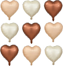 Load image into Gallery viewer, 24 pcs Boho Heart Balloons 18&quot; Foil Love Balloons Blush Nude Dusty Brown White Sand Balloons for Valentines Day Propose Marriage Wedding Anniversary Backdrop Birthday Party Supplies (Boho)