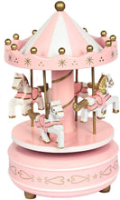 Load image into Gallery viewer, Carousel Happy Birthday Cake Bunting Topper Cake Topper Garland, Birthday Party Cake Decorations Plastic Merry-Go-Round Horse Christmas Birthday Gift Carousel Music Box, (Pink)