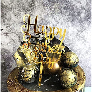 Happy Father's Day Cake Topper Cake topper Acrylic Cake topper Decorative Party Cake Decoration for Father's Day(gold fatherday)