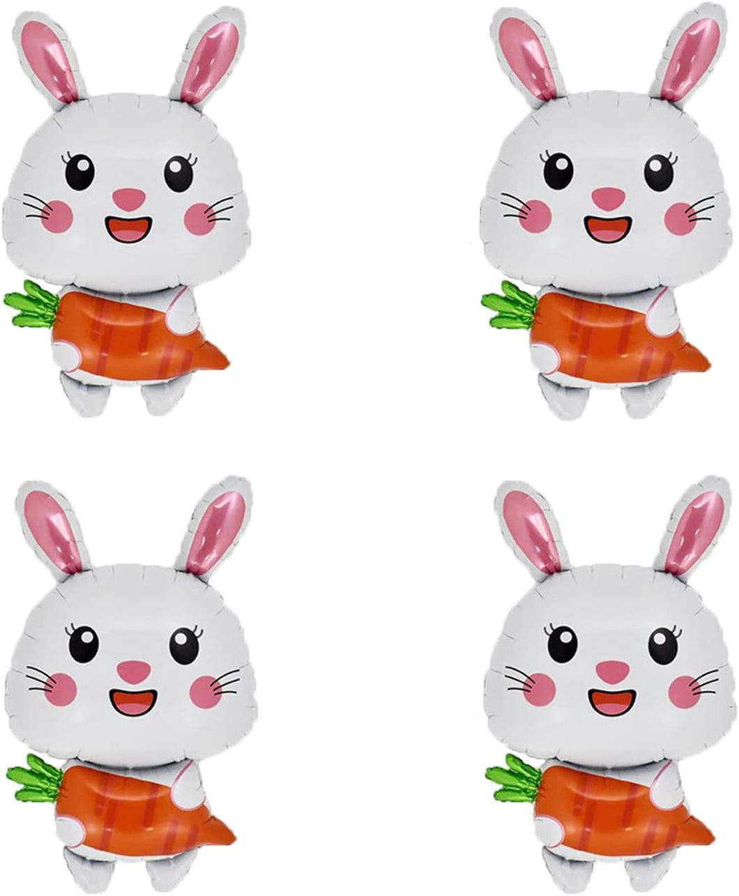 4 pcs Easter Party Decorations White Bunny Shaped Balloons Aluminum Foil Rabbit Balloons Easter Party Favors Animal Foil Balloons Mylar Balloons Decors for Birthday Party Baby Shower (white)