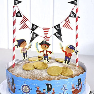 Cool Pirate Cake Bunting Banner Topper Kit for Kids Birthday Party, Baby Shower, Cake Decoration