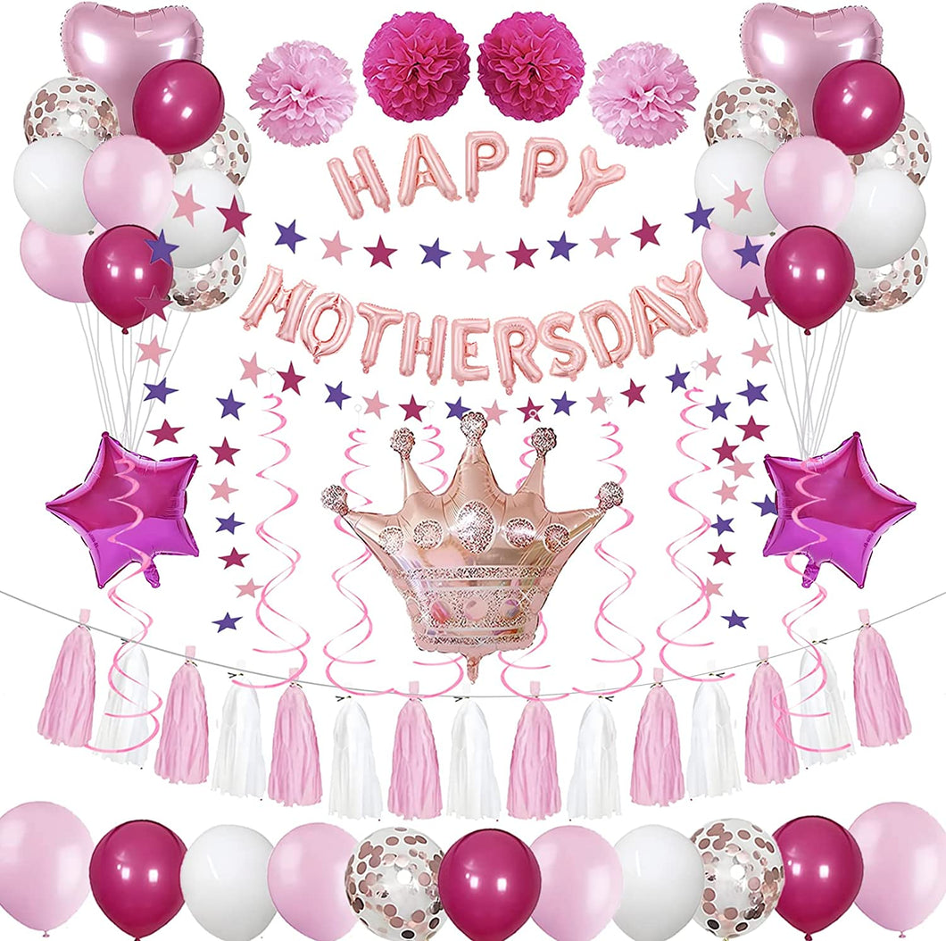 HAPPY MOTHER'S DAY Balloon Set Decoration for Mother's Day Party (rose gold crown)