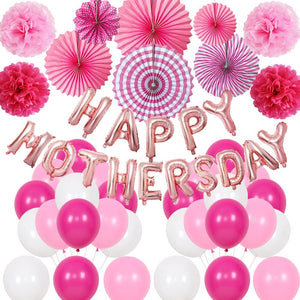 57 pcs HAPPY MOTHER'S DAY Balloon Set Decoration for Mother's Day Party (fan)