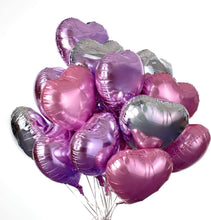 Load image into Gallery viewer, 12 pcs Heart Shape Balloon Purple, Pink, Silver Heart Shape Balloon Love Balloon 18 inch inch for Wedding Baby Shower Birthday Valentine&#39;s Day Party Supplies (love-12pcs-heart-balloon)