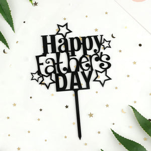 6 Pcs Happy Father's Day Cake Topper Cake topper Acrylic Mirror Cake topper Decorative Party Cake Decoration for Father's Day(Father-Star)