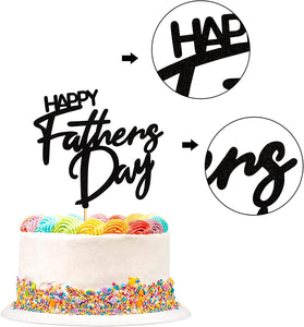 6 PCS Happy Father's Day Cake Topper Best Dad Ever Cake topper Black Glitter Cake topper Decorative Party Cake Decoration for Father's Day(small Happy blk)
