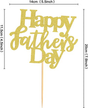 Load image into Gallery viewer, 6 PCS Happy Father&#39;s Day Cake Topper Cake topper Gold Glitter Cake topper Decorative Party Cake Decoration for Father&#39;s Day(gold happy father)