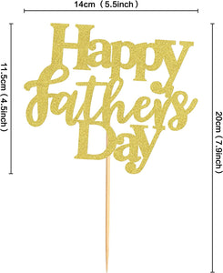 6 PCS Happy Father's Day Cake Topper Cake topper Gold Glitter Cake topper Decorative Party Cake Decoration for Father's Day(gold happy father)