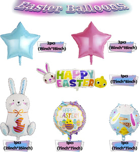 Easter Bunny Balloons Set | Foil Rabbit Balloons | Mylar Helium Balloons for Easter Party Decoration | Pink Bunny-Shaped Balloons | Easter Baby Shower Decor (11 pcs)