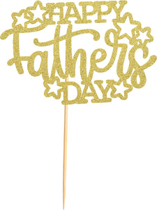 6 PCS Happy Father's Day Cake Topper Cake topper Gold Glitter Cake topper Decorative Party Cake Decoration for Father's Day(Gold)