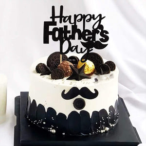 8 pcs Happy Father's Day Cake Topper Best Dad Ever Cake topper Gold Glitter Cake topper Decorative Party Cake Decoration for Father's Day (Black)