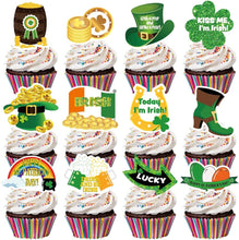Load image into Gallery viewer, 48 PCS Green Shamrock Cupcake Toppers,Hat,Pot,Beer,Boot and Flag Cupcake Toppers Clover Cupcake Toppers for St Patrick&#39;s Day Party Birthday Party Decorations (48pcs) (rainbow set)
