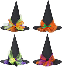 Load image into Gallery viewer, 4 pcs Kids Halloween Witch Hat Vintage Witch Hat Lace Veils Printed Hats Party Supplies Costume Accessories for kids