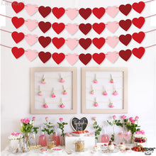 Load image into Gallery viewer, Felt, Heart Valentines Garland for Valentines Day Decor - Pack of 40, No DIY | Red, Rose, Light Pink Heart Garland, Heart Garland Decorations | Heart Banner Garland, Romantic Valentines Day Decoration