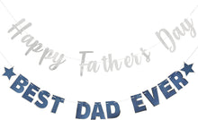 Load image into Gallery viewer, Happy Father&#39;s Day Silver Banner Bunting Banner for Dad Father&#39;s Party Decorations Backdrop Garland for Father&#39;s Day (2 pcs Silver)