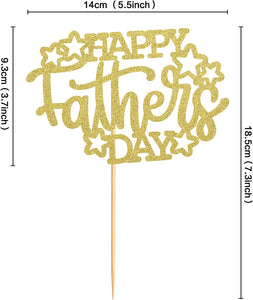 6 PCS Happy Father's Day Cake Topper Cake topper Gold Glitter Cake topper Decorative Party Cake Decoration for Father's Day(Gold)