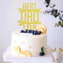 Load image into Gallery viewer, 6 Pcs Happy Father&#39;s Day Cake Topper Best Dad Ever Cake topper Gold Glitter Cake topper Decorative Party Cake Decoration for Father&#39;s Day(Tool GLD)