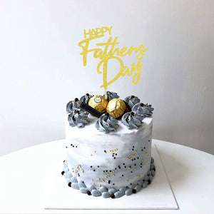 6 PCS Happy Father's Day Cake Topper Best Dad Ever Cake topper Gold Glitter Cake topper Decorative Party Cake Decoration for Father's Day(small Happy letter)