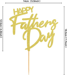6 PCS Happy Father's Day Cake Topper Best Dad Ever Cake topper Gold Glitter Cake topper Decorative Party Cake Decoration for Father's Day(small Happy letter)