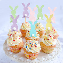 Load image into Gallery viewer, 40 pcs Easter Cupcake topper Cute Bunny Cupcake Toppers Rabbit Easter Party Cake Topper Decorations, 40pcs (5 color bunny)