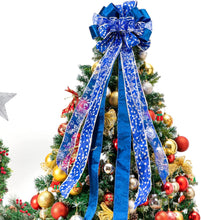 Load image into Gallery viewer, Christmas Tree Topper,Christmas Tree Bow Topper 41x13 Inches Large Toppers Gift Bow Tree Topper Bow Handmade Decoration for Wreaths Tree Toppers (Blue)
