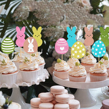 Load image into Gallery viewer, 30 PCS Easter Cupcake topper Bunny Glitter Cupcake Toppers Easter Egg Cupcake Topper Rabbit Easter Party Cake Topper Decorations (Glitter)
