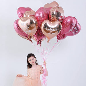 18 Pcs Mother’s Day Party Balloons Kit Decorations 16 inch Foil Balloon Set Happy Mother's Day Best Mom Balloon Set Heart Shape Set Decoration for Mother's Day Decoration (ROSE GOLD PINK)