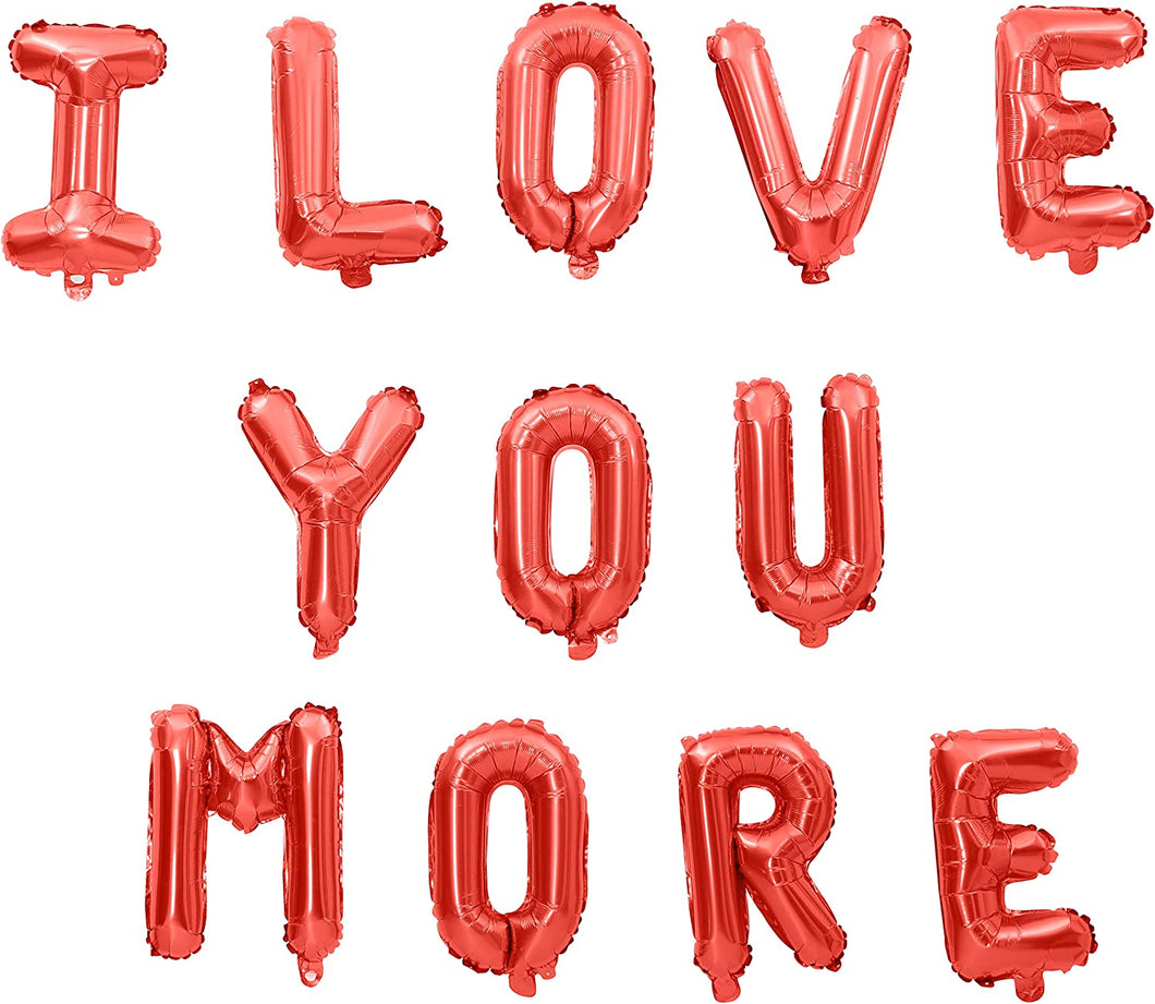 16 Inch I LOVE YOU Alphabet Letters Foil Balloons Set for Valentines Day,Propose Marriage,Wedding Party,Anniversary Backdrop Party Supplies for her,girlfriend (I Love You More(Red))