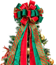 Load image into Gallery viewer, Christmas Tree Topper,Christmas Tree Bow Topper 48x13 Inches Large Toppers Gift Bow Tree Topper Bow Handmade Decoration for Wreaths Tree Toppers (Velvet Red)