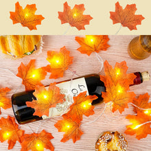 Load image into Gallery viewer, Fall Leaves Garland String Lights garland , 20 LED 9.8 FT Maple Leaf Battery Operated Garland String Lights Fairy Lights for Fall,Thanksgiving,Autumn,Harvest Party,Indoor Decoration (Maple Leaf)