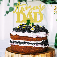 Load image into Gallery viewer, 6 PCS Happy Father&#39;s Day Cake Topper Awesome Dad Best Dad Cake topper Gold Glitter Cake topper Decorative Party Cake Decoration for Father&#39;s Day(gold Awesome Dad)
