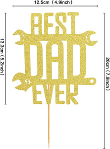 6 Pcs Happy Father's Day Cake Topper Best Dad Ever Cake topper Gold Glitter Cake topper Decorative Party Cake Decoration for Father's Day(Tool GLD)