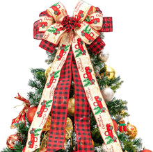 Load image into Gallery viewer, Christmas Tree Topper, Bow Christmas Tree and Wreath Bow - 15&quot; Wide, 30&quot; Long Pre-Tied Bow, Burlap Bow, Door Decoration, Swag, Wreath, Garland, Boxing Day, Fall, Winter, Valentine&#39;s Day (Car)