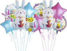 Load image into Gallery viewer, Easter Bunny Balloons Set | Foil Rabbit Balloons | Mylar Helium Balloons for Easter Party Decoration | Pink Bunny-Shaped Balloons | Easter Baby Shower Decor (11 pcs)