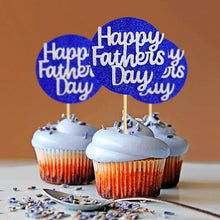 Load image into Gallery viewer, 32 pcs Father&#39;s Day Cupcake Topper Happy Father&#39;s Day Blue Silver Glitter Cupcake Topper Birthday Party Cake Decorations Toppers Picks for Father&#39;s Birthday Party Birthday Celebrating Party Supply