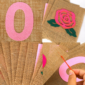 HOWAF Mother's Day Party Decorations Banner, Happy Mother's Day Burlap Banner for Mom's Birthday Party Photo Backdrop Prop, Pink Floral Mother's Day Hanging Bunting Banner Party Supplies