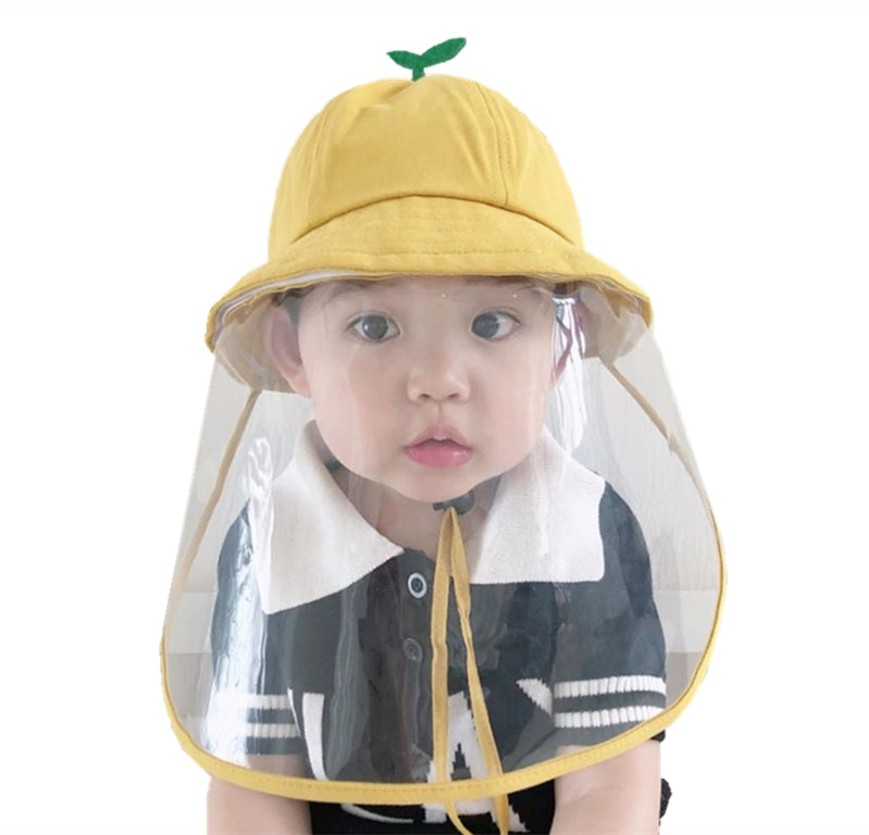 Face Shield Cotton Packable Sun Hats Dust Proof Packable Sun Hats Shield for Dust, Outdoors, Sports, Protection Sun Hat Suitable for Baby (3-18 Months) Yellow